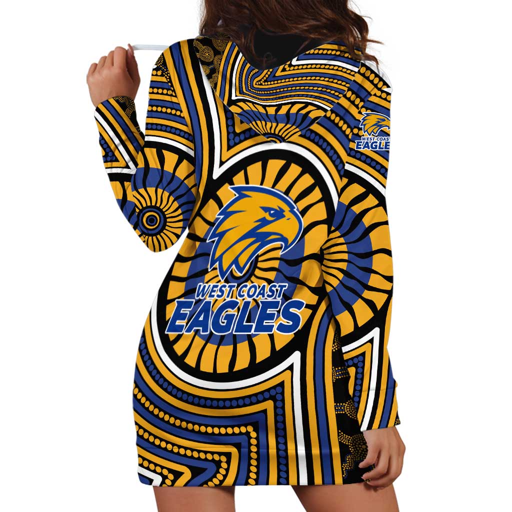 West Coast Eagles Hoodie Dress Indigenous Monochrome Dot Art Mascot Style