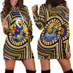 West Coast Eagles Hoodie Dress Indigenous Monochrome Dot Art Mascot Style