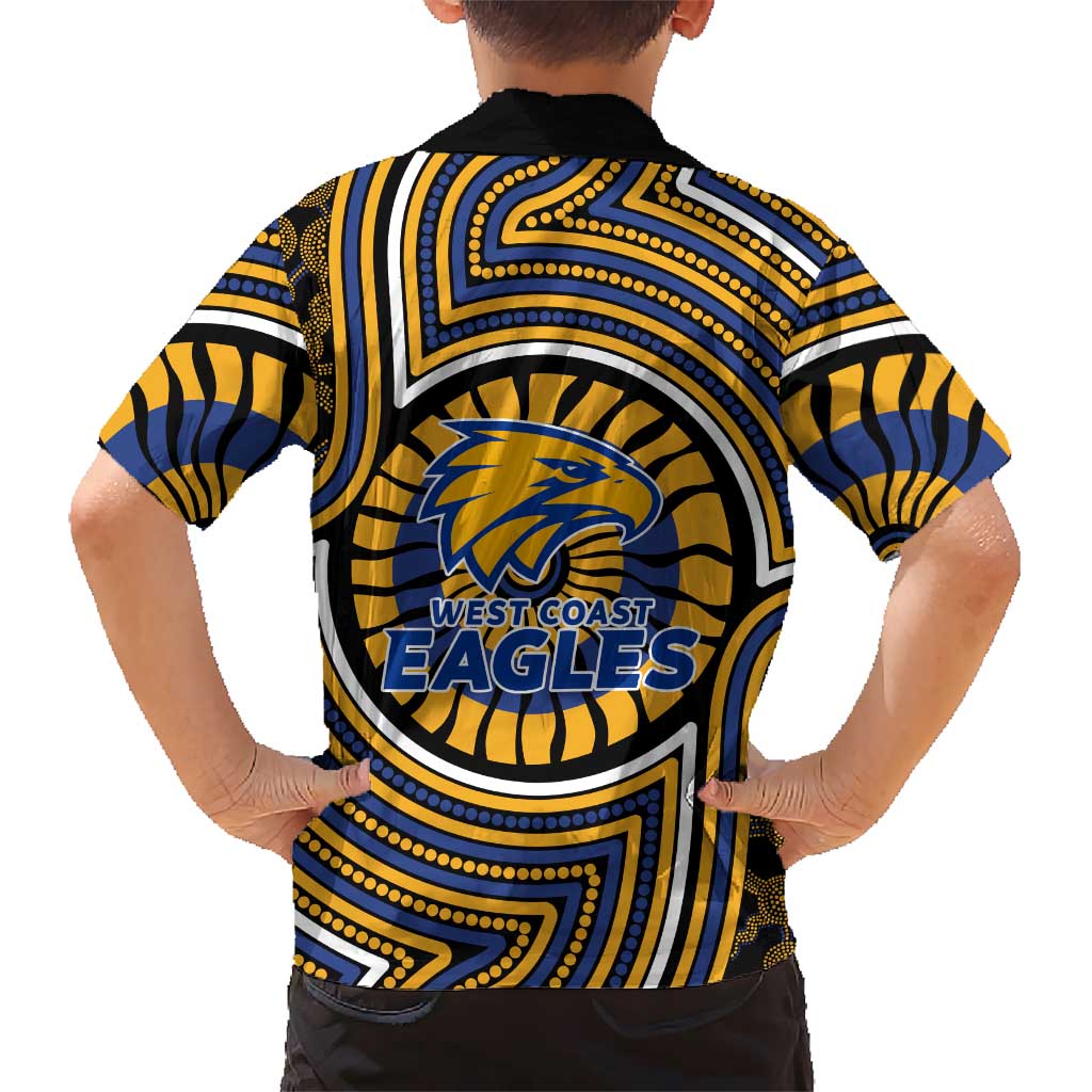 West Coast Eagles Kid Hawaiian Shirt Indigenous Monochrome Dot Art Mascot Style