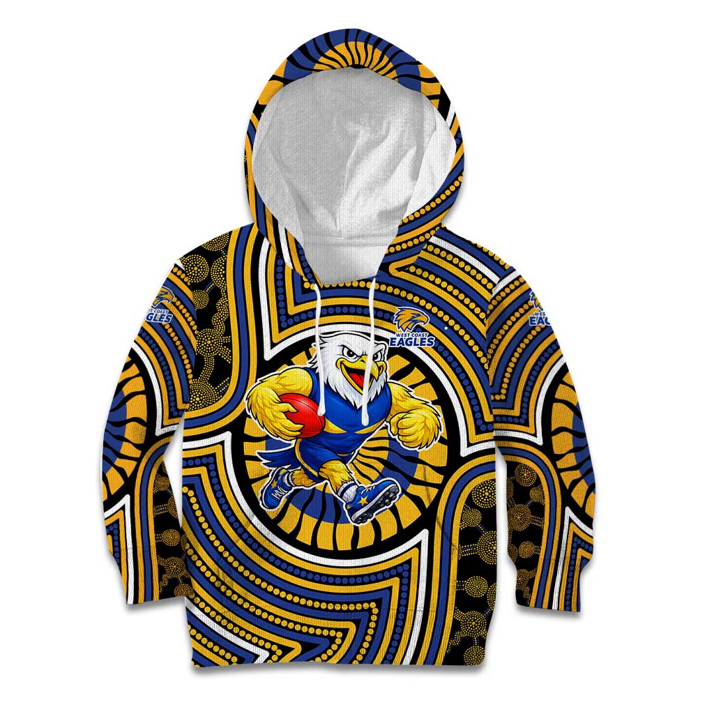 West Coast Eagles Kid Hoodie Indigenous Monochrome Dot Art Mascot Style