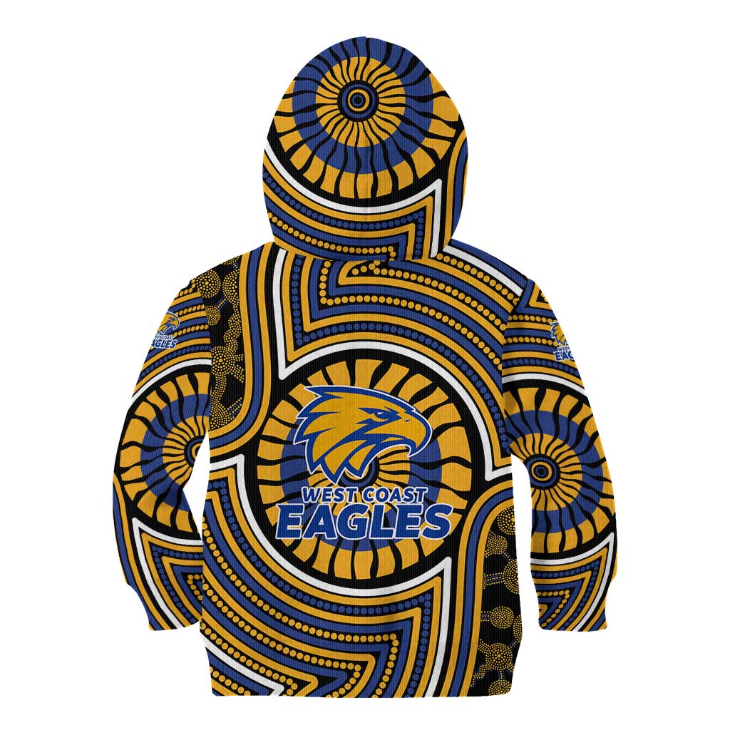 West Coast Eagles Kid Hoodie Indigenous Monochrome Dot Art Mascot Style