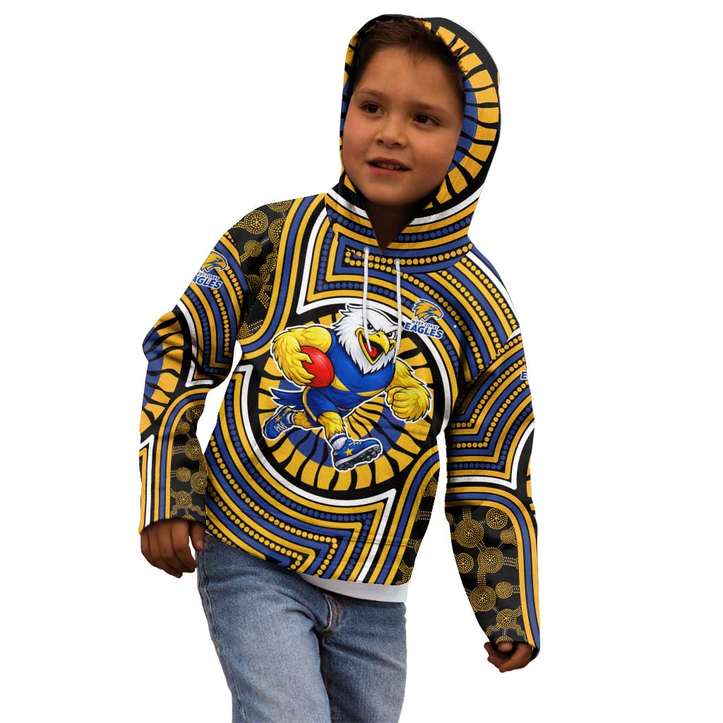West Coast Eagles Kid Hoodie Indigenous Monochrome Dot Art Mascot Style