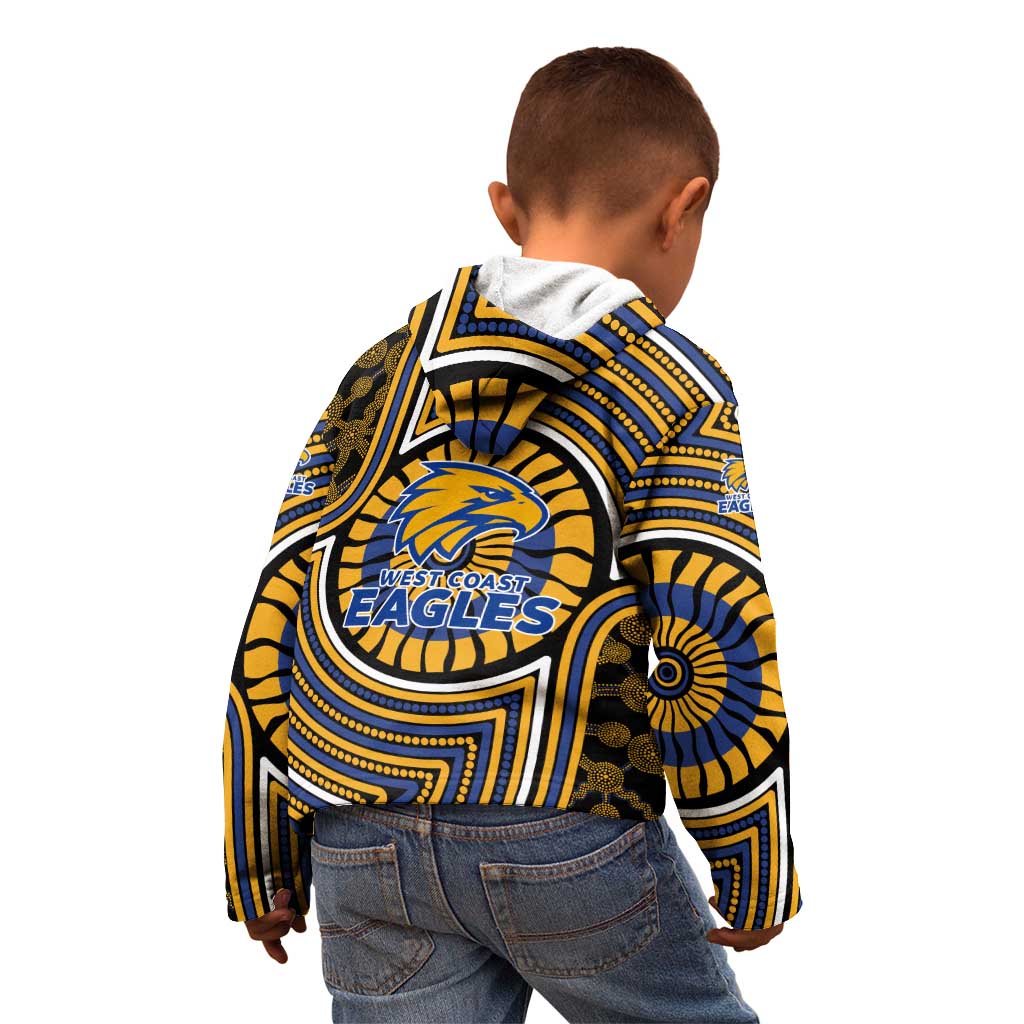 West Coast Eagles Kid Hoodie Indigenous Monochrome Dot Art Mascot Style