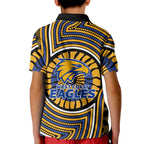 West Coast Eagles Kid Polo Shirt Indigenous Monochrome Dot Art Mascot Style