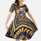 West Coast Eagles Kid Short Sleeve Dress Indigenous Monochrome Dot Art Mascot Style