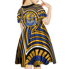 West Coast Eagles Kid Short Sleeve Dress Indigenous Monochrome Dot Art Mascot Style