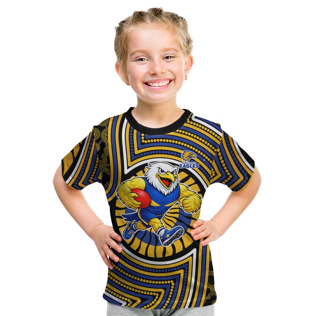 West Coast Eagles Kid T Shirt Indigenous Monochrome Dot Art Mascot Style