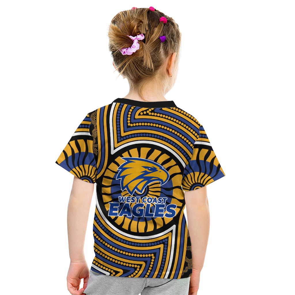West Coast Eagles Kid T Shirt Indigenous Monochrome Dot Art Mascot Style