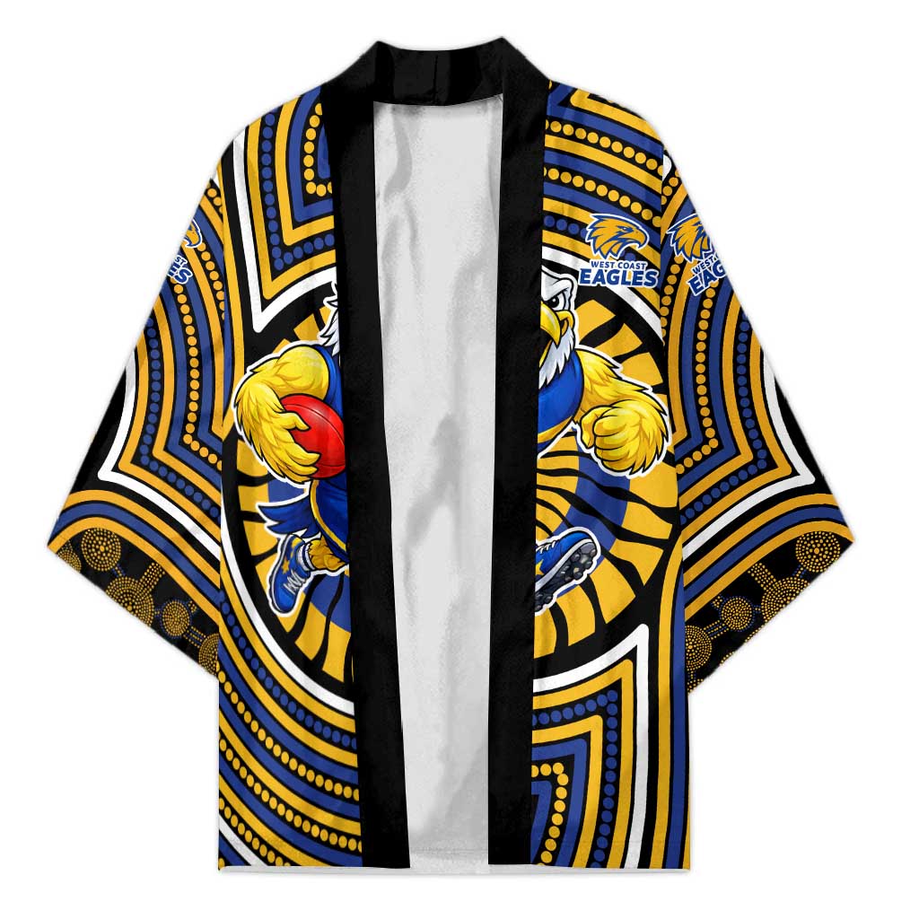 West Coast Eagles Kimono Indigenous Monochrome Dot Art Mascot Style