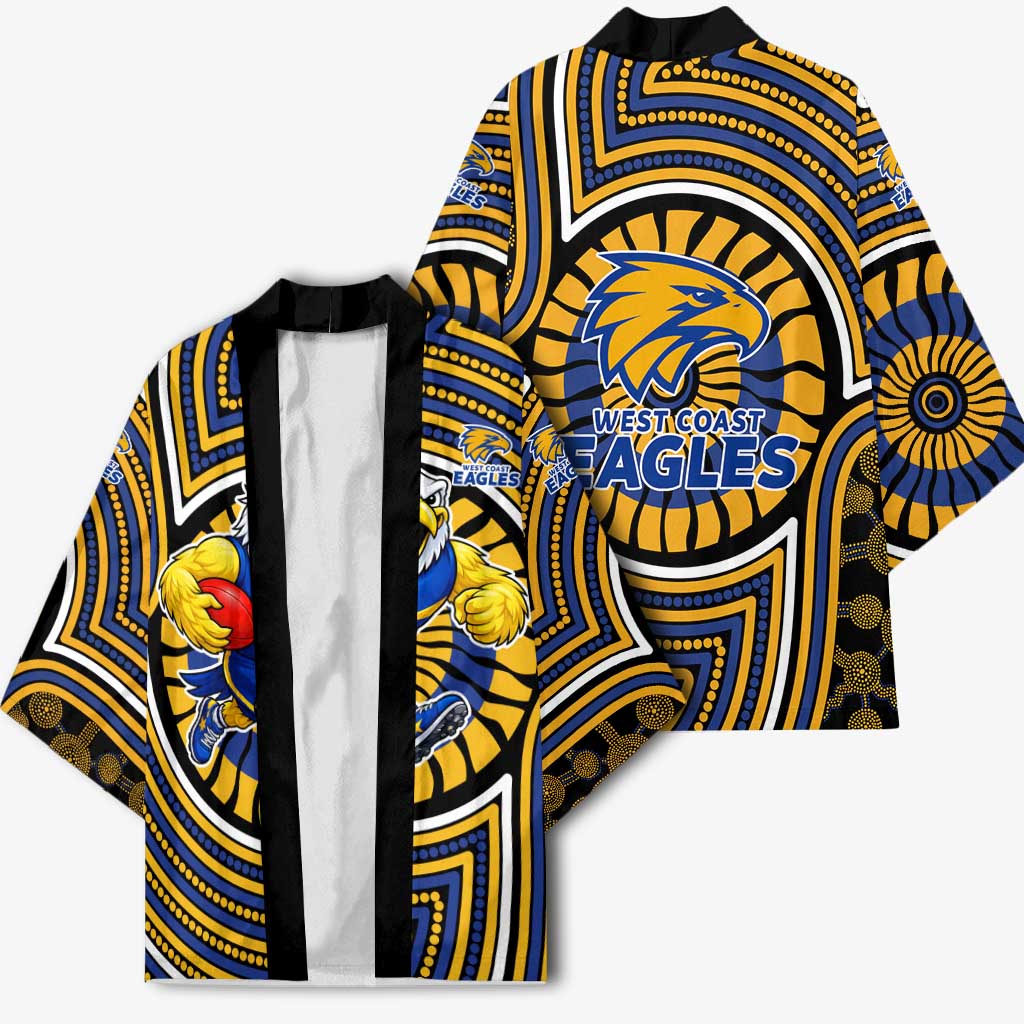 West Coast Eagles Kimono Indigenous Monochrome Dot Art Mascot Style