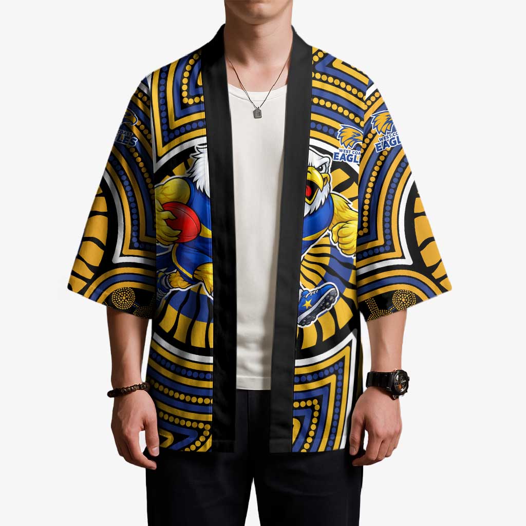 West Coast Eagles Kimono Indigenous Monochrome Dot Art Mascot Style