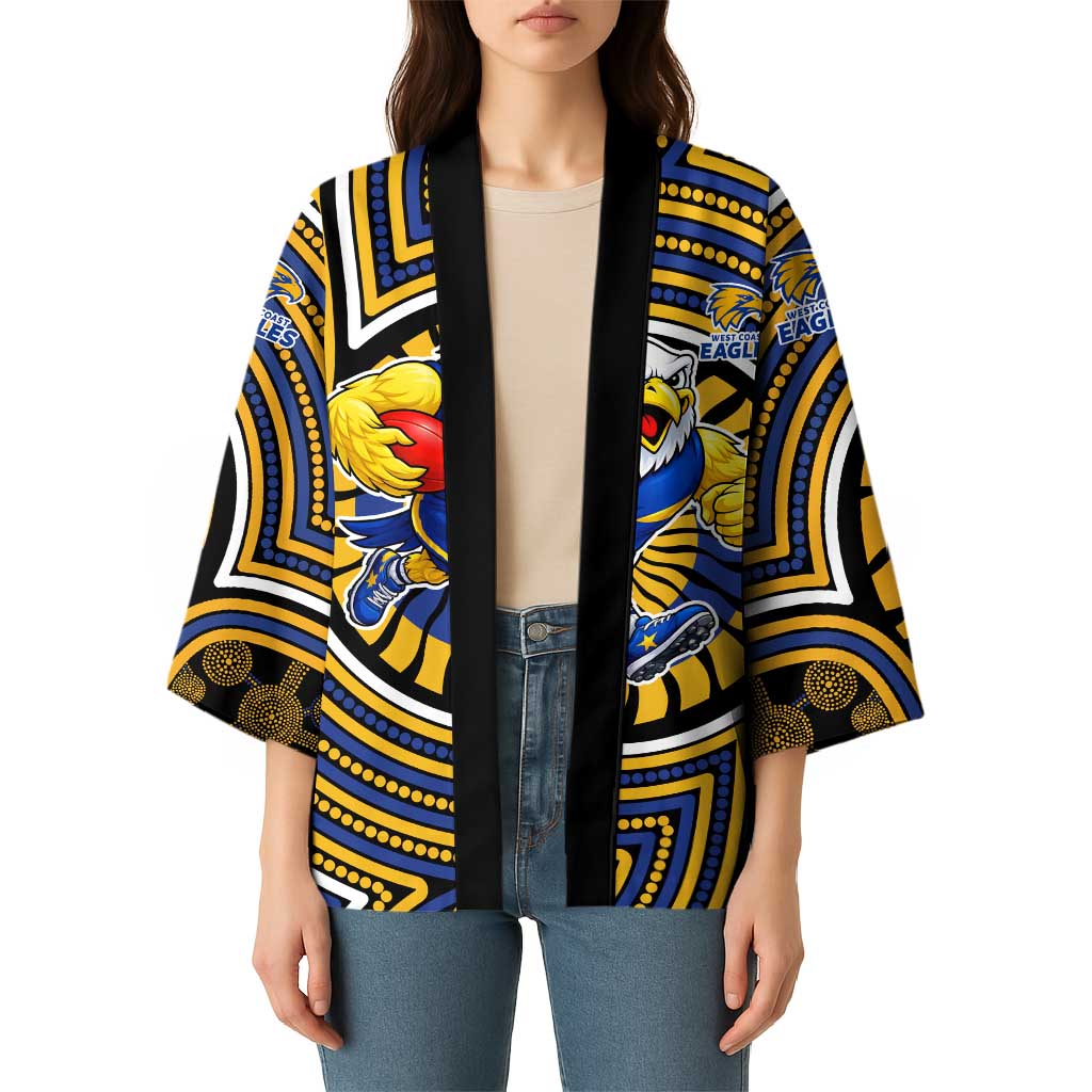 West Coast Eagles Kimono Indigenous Monochrome Dot Art Mascot Style