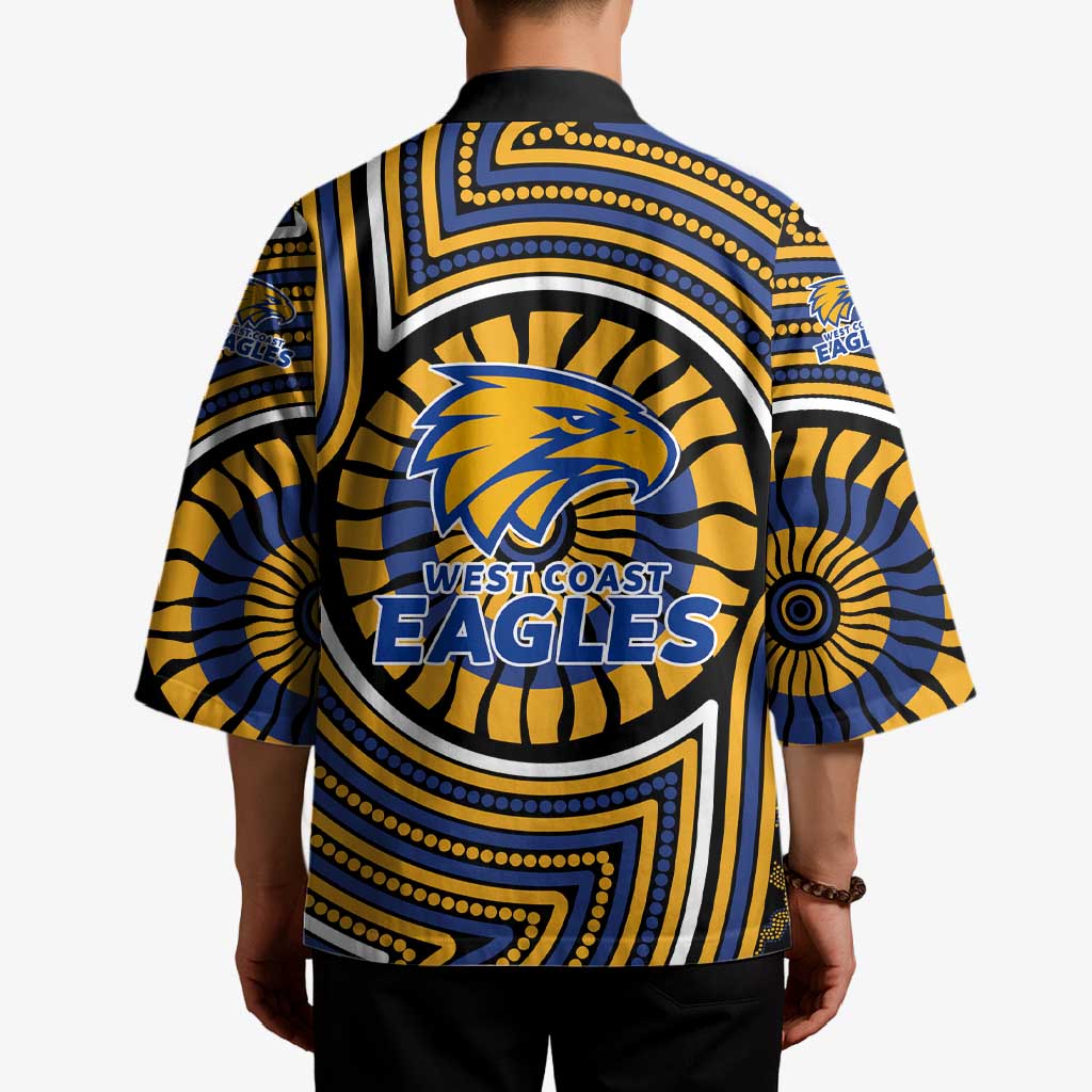 West Coast Eagles Kimono Indigenous Monochrome Dot Art Mascot Style