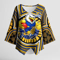 West Coast Eagles Kimono Sleeve Blouse Indigenous Monochrome Dot Art Mascot Style