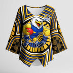 West Coast Eagles Kimono Sleeve Blouse Indigenous Monochrome Dot Art Mascot Style