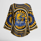 West Coast Eagles Kimono Sleeve Blouse Indigenous Monochrome Dot Art Mascot Style