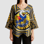 West Coast Eagles Kimono Sleeve Blouse Indigenous Monochrome Dot Art Mascot Style