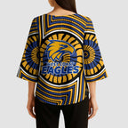 West Coast Eagles Kimono Sleeve Blouse Indigenous Monochrome Dot Art Mascot Style