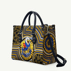 West Coast Eagles Leather Bag Indigenous Monochrome Dot Art Mascot Style