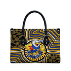 West Coast Eagles Leather Bag Indigenous Monochrome Dot Art Mascot Style