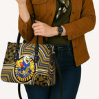 West Coast Eagles Leather Bag Indigenous Monochrome Dot Art Mascot Style