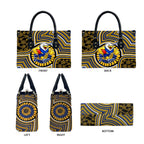 West Coast Eagles Leather Bag Indigenous Monochrome Dot Art Mascot Style