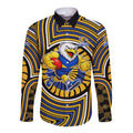 West Coast Eagles Long Sleeve Button Shirt Indigenous Monochrome Dot Art Mascot Style