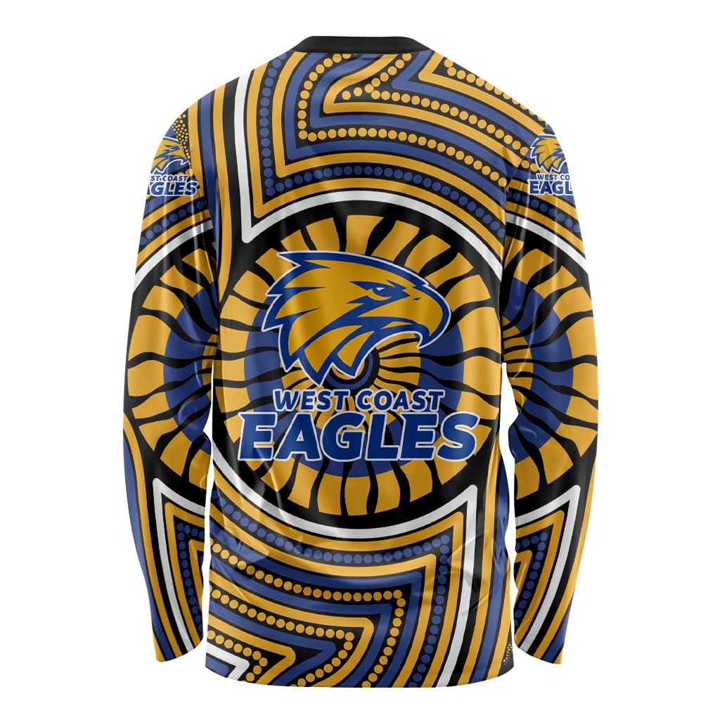 West Coast Eagles Long Sleeve Shirt Indigenous Monochrome Dot Art Mascot Style