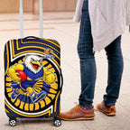 West Coast Eagles Luggage Cover Indigenous Monochrome Dot Art Mascot Style