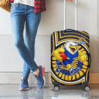 West Coast Eagles Luggage Cover Indigenous Monochrome Dot Art Mascot Style