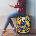 West Coast Eagles Luggage Cover Indigenous Monochrome Dot Art Mascot Style