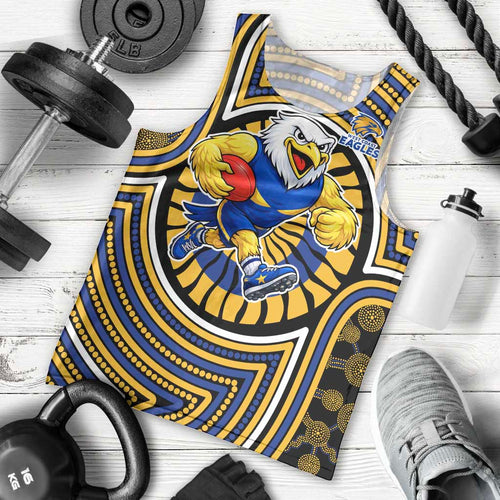 West Coast Eagles Men Tank Top Indigenous Monochrome Dot Art Mascot Style