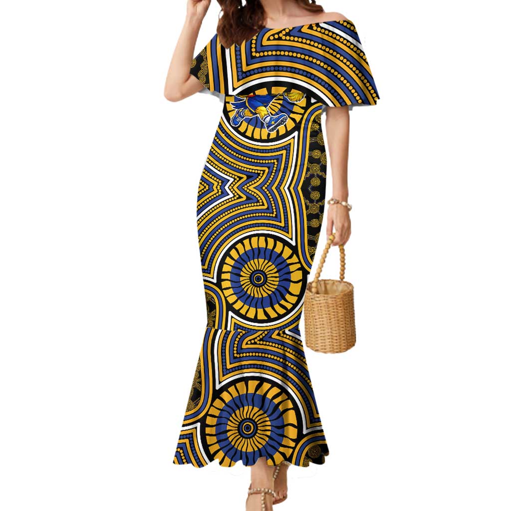 West Coast Eagles Mermaid Dress Indigenous Monochrome Dot Art Mascot Style