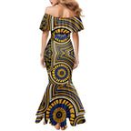 West Coast Eagles Mermaid Dress Indigenous Monochrome Dot Art Mascot Style