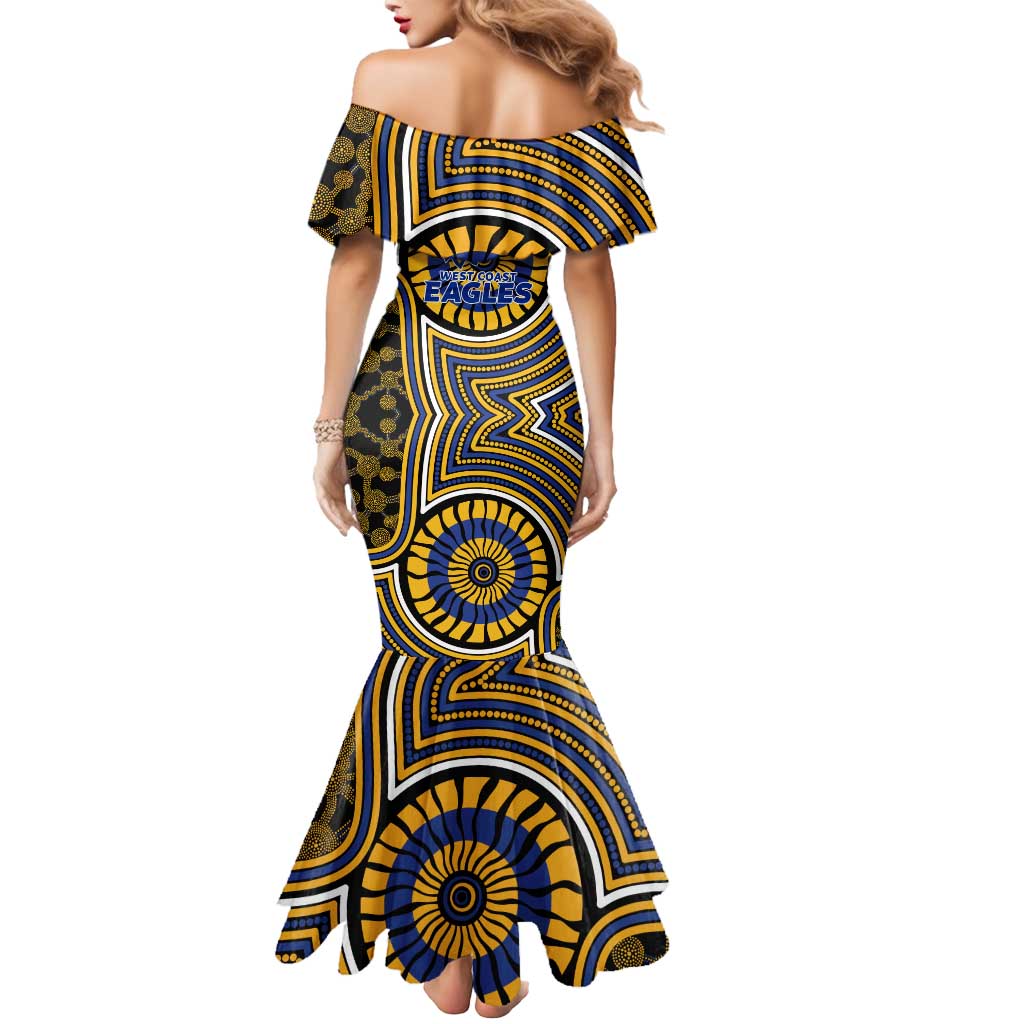 West Coast Eagles Mermaid Dress Indigenous Monochrome Dot Art Mascot Style