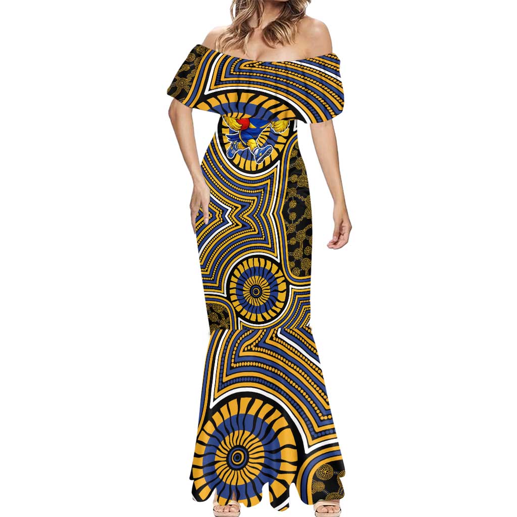 West Coast Eagles Mermaid Dress Indigenous Monochrome Dot Art Mascot Style