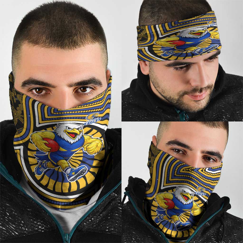 West Coast Eagles Neck Gaiter Indigenous Monochrome Dot Art Mascot Style