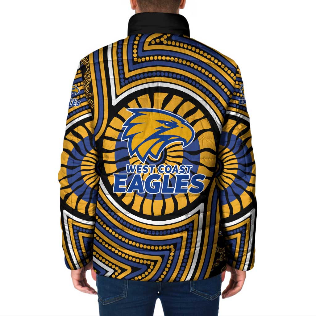 West Coast Eagles Padded Jacket Indigenous Monochrome Dot Art Mascot Style