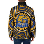 West Coast Eagles Padded Jacket Indigenous Monochrome Dot Art Mascot Style
