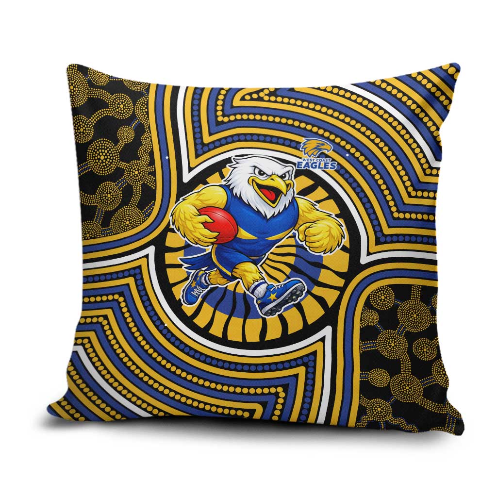 West Coast Eagles Pillow Cover Indigenous Monochrome Dot Art Mascot Style