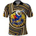 West Coast Eagles Polo Shirt Indigenous Monochrome Dot Art Mascot Style