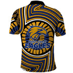 West Coast Eagles Polo Shirt Indigenous Monochrome Dot Art Mascot Style