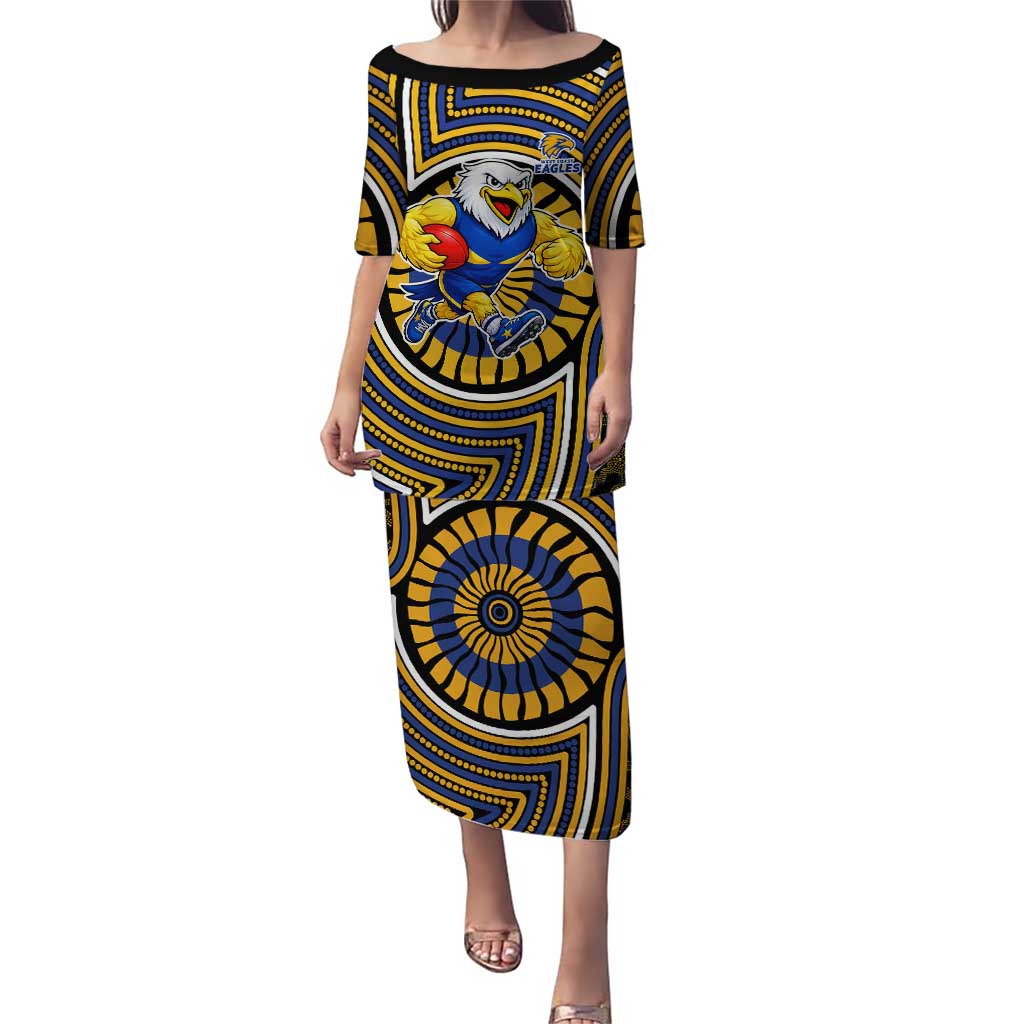 West Coast Eagles Puletasi Indigenous Monochrome Dot Art Mascot Style