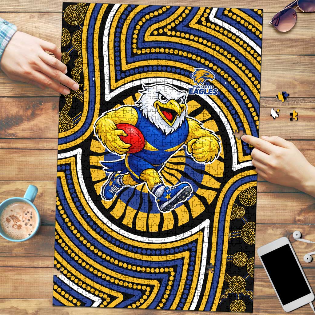 West Coast Eagles Puzzle Indigenous Monochrome Dot Art Mascot Style