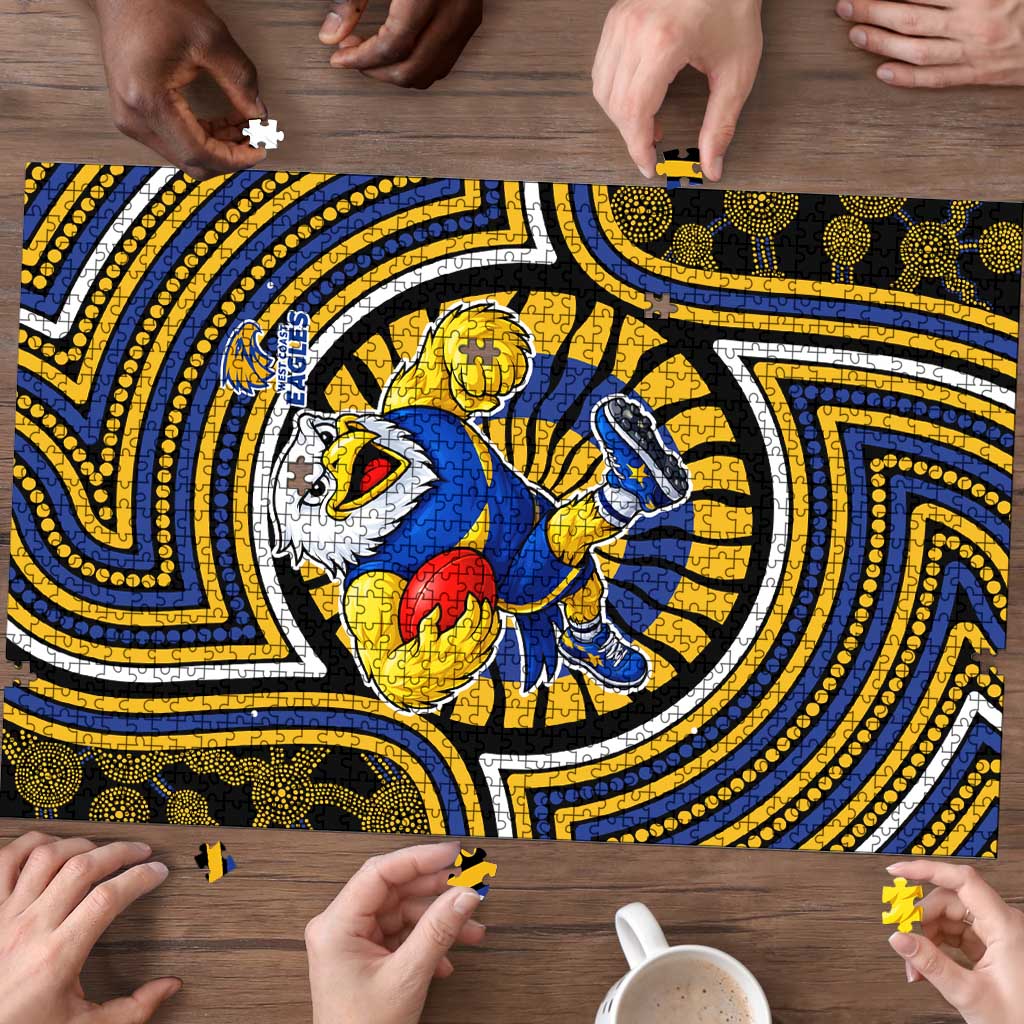 West Coast Eagles Puzzle Indigenous Monochrome Dot Art Mascot Style