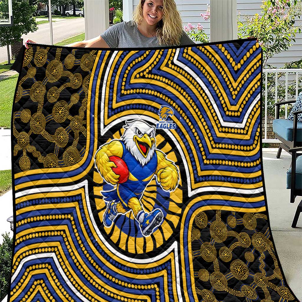 West Coast Eagles Quilt Indigenous Monochrome Dot Art Mascot Style