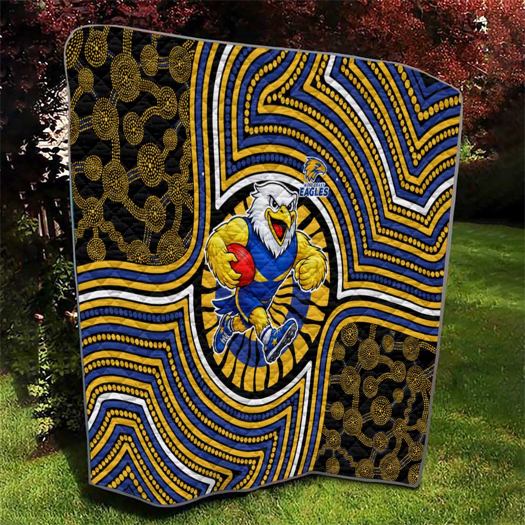 West Coast Eagles Quilt Indigenous Monochrome Dot Art Mascot Style