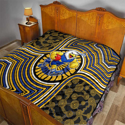 West Coast Eagles Quilt Indigenous Monochrome Dot Art Mascot Style