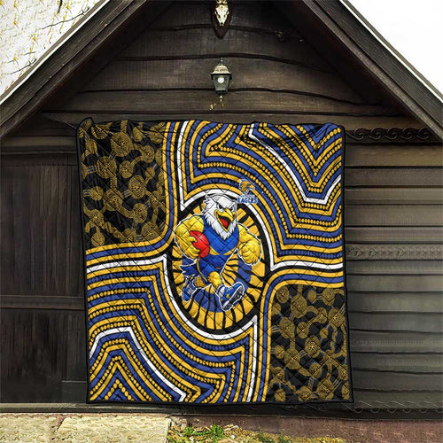 West Coast Eagles Quilt Indigenous Monochrome Dot Art Mascot Style