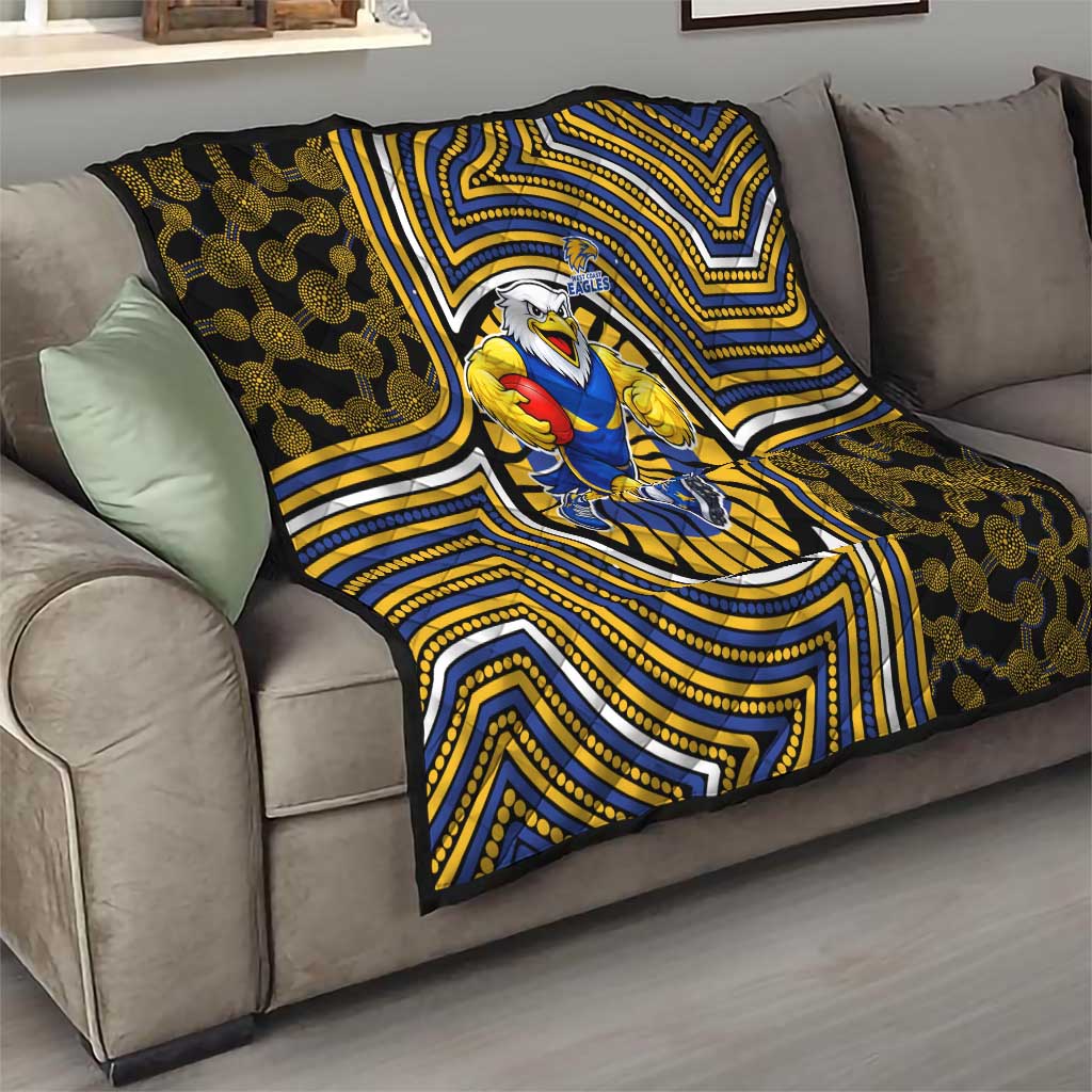 West Coast Eagles Quilt Indigenous Monochrome Dot Art Mascot Style